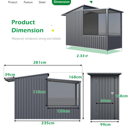 YODOLLA Outdoor Bird Aviary Cage, Steel Frame, Sloping Shed