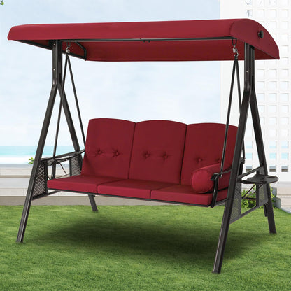 YODOLLA 3 Seater Garden Swing Chair with Adjustable Canopy & Cushions