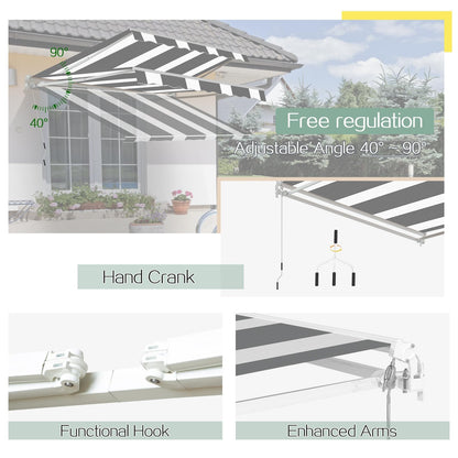 YODOLLA 2.5x2m Retractable Patio Awning Manual Crank Sun Shade Canopy