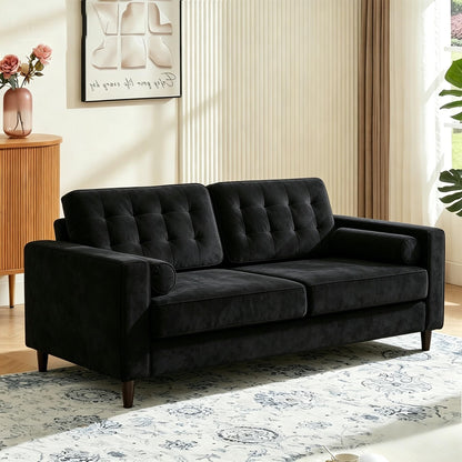 YODOLLA 3 Seater Velvet Sofa, 210cm Wide Deep Seat Sofa for Living Room