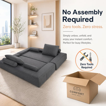 YODOLLA 2 Seater Boneless Sofa Bed, 197cm Folding Convertible Modular Sofa