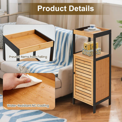 YODOLLA Bamboo Bathroom Cabinet Freestanding Storage Unit