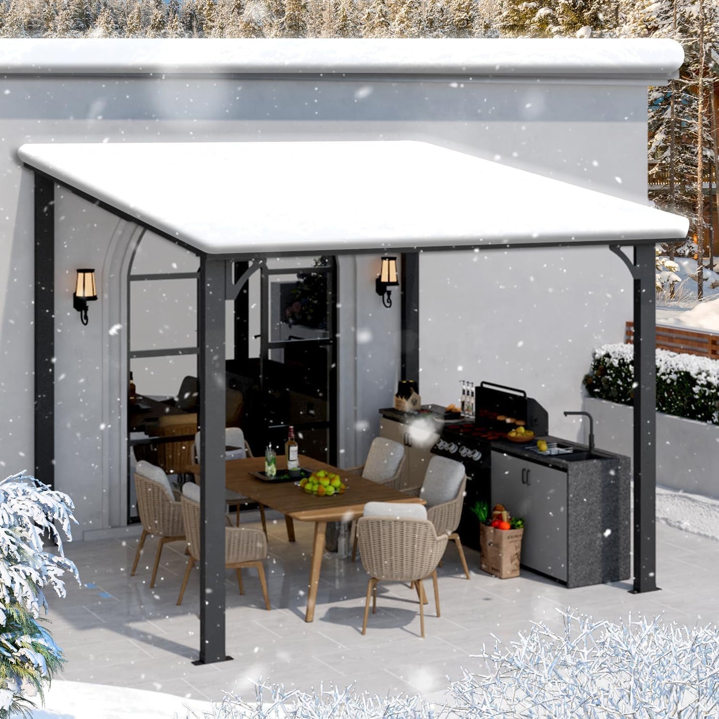 YODOLLA 3x3m Aluminium Lean-to Gazebo