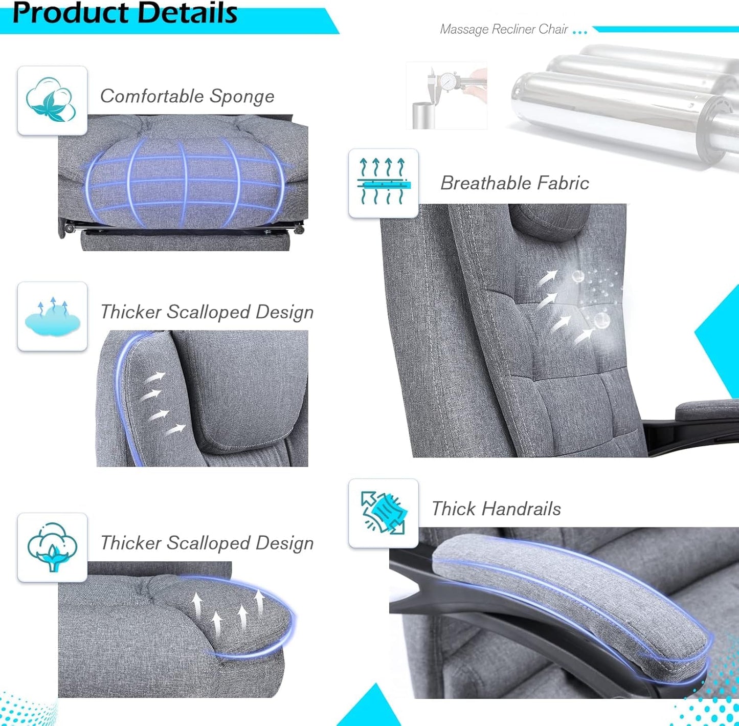 YODOLLA Office Chair with Footrest & Massage Function, Desk Chairs