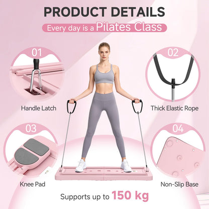 YODOLLA 5 in 1 Foldable Pilates Reformer Board with LED Counter, Pink