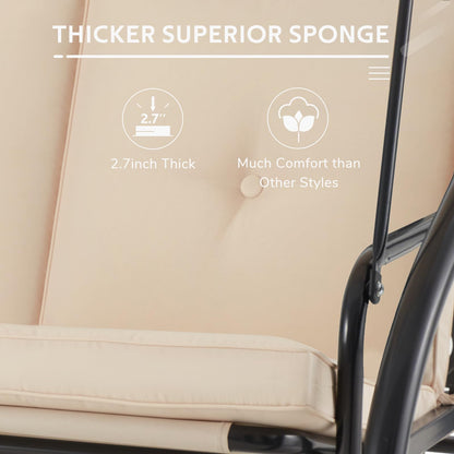 YODOLLA 3 Seater Garden Swing Seat Bed, Beige