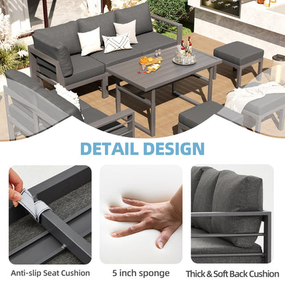 YODOLLA 7 Piece Aluminum Patio Furniture Set Outdoor Patio Conversation Set