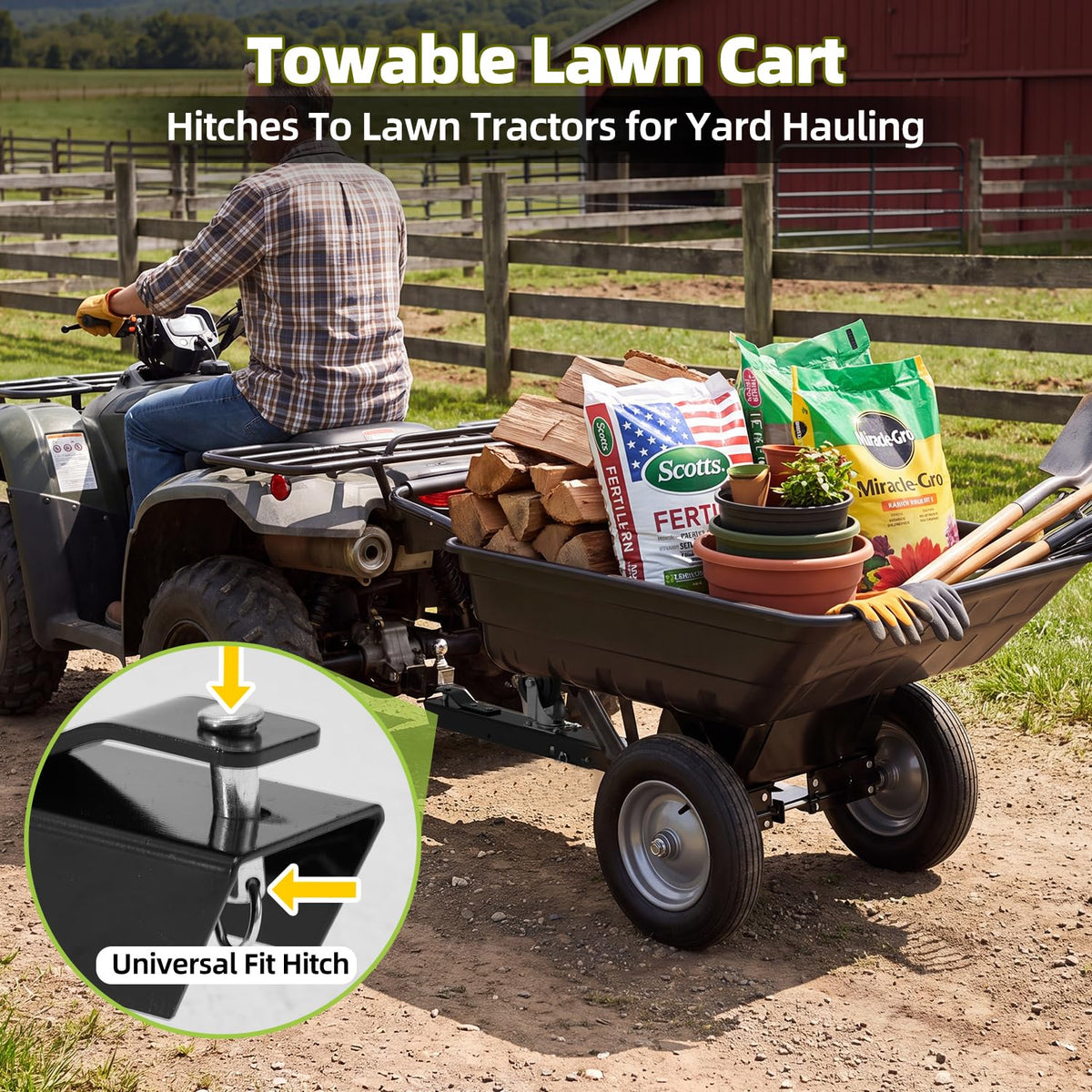YODOLLA 2-in-1 Garden Trolley Cart, Wheelbarrow Cart 226kg Capacity