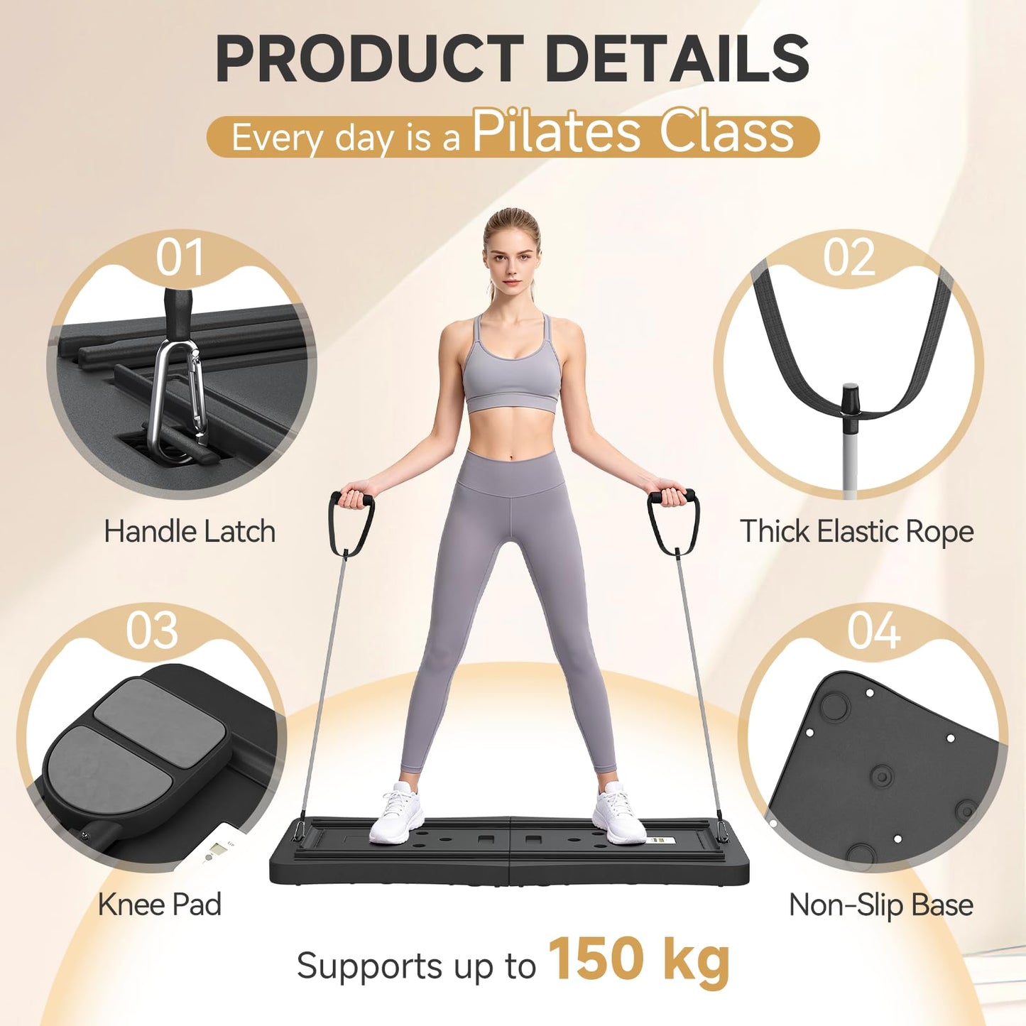 YODOLLA 5 in 1 Foldable Pilates Reformer Board with LED Counter, Black
