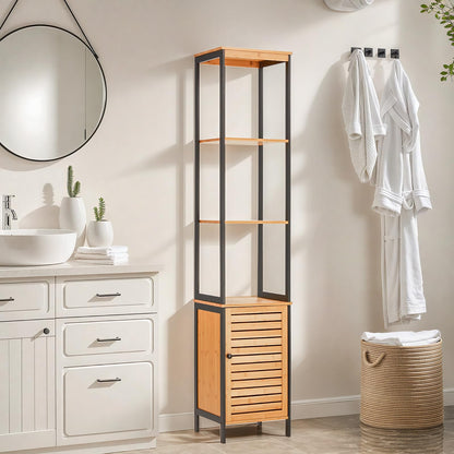 YODOLLA Tall Bamboo Bathroom Cabinet Freestanding Storage Unit