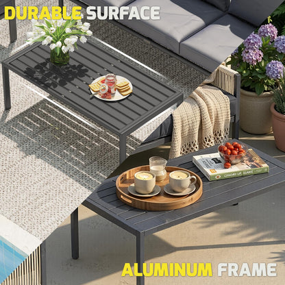 YODOLLA 5 Seater Outdoor Garden Furniture Set, Retractable Single Chair Patio Sofa