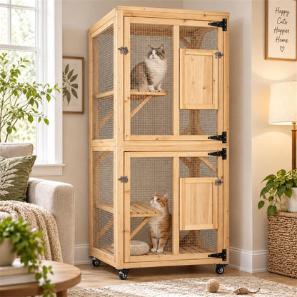YODOLLA Outdoor Catio Enclosure with Hammock, Safe Play Space for Cats, Natural