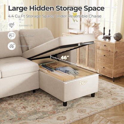 YODOLLA L-Shaped Corner Sofa Bed 3-in-1 Pull Out Sleeper Sofa, Beige