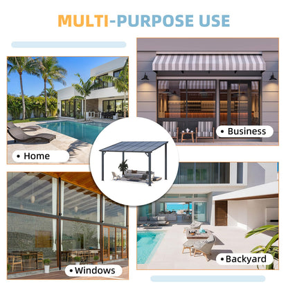 YODOLLA 2.4x3.65m Aluminium Lean-to Gazebo, Wall-Mounted Hardtop Roof Pergola