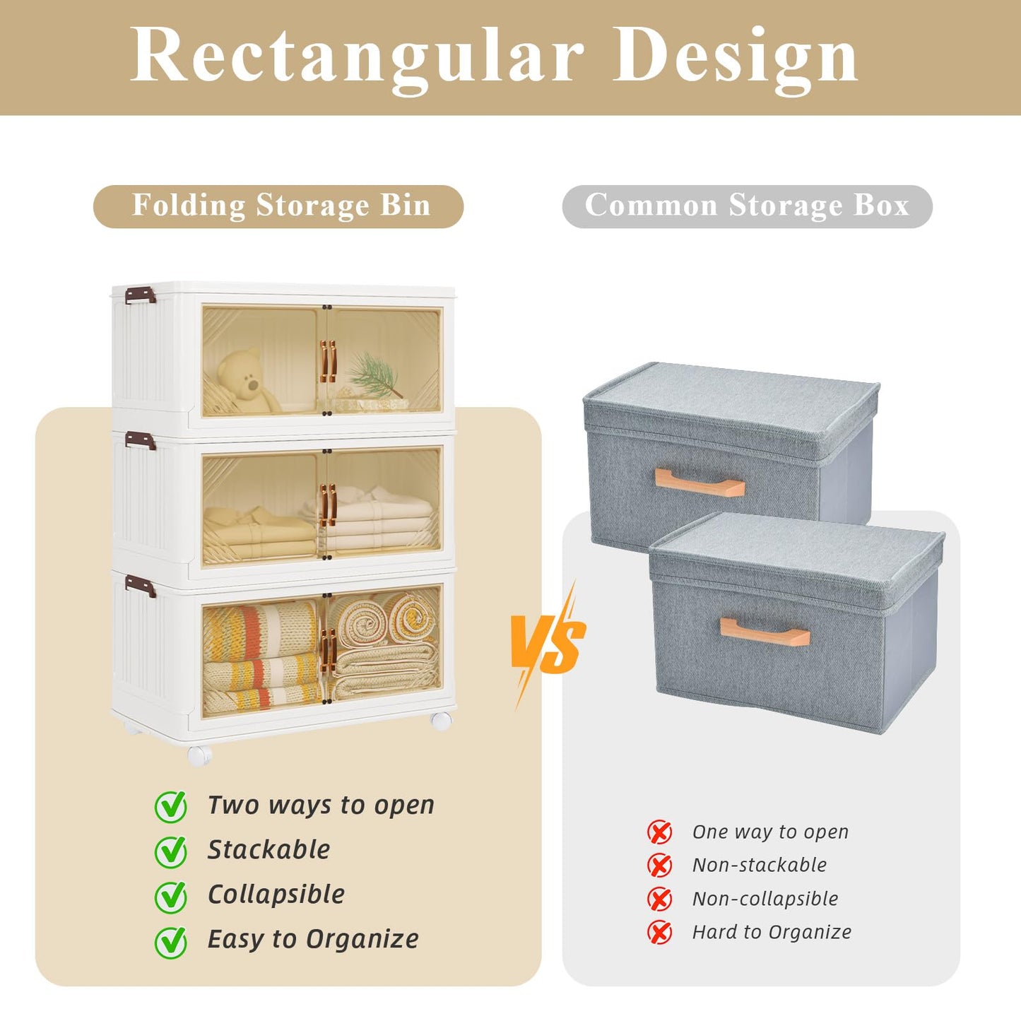 YODOLLA 243L Stackable Storage Boxes 3 Pack with Lids Wheels