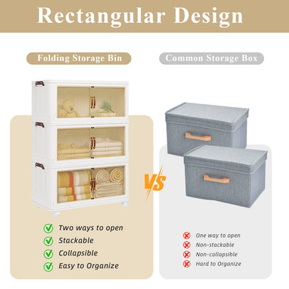 YODOLLA 243L Stackable Storage Boxes 3 Pack with Lids Wheels
