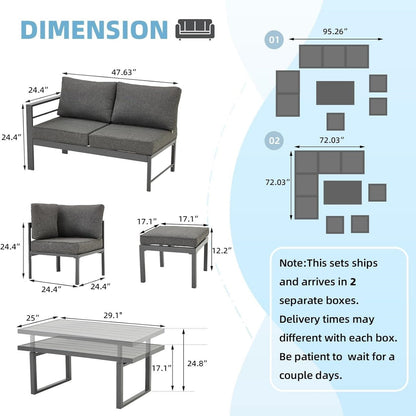 YODOLLA 7 Piece Aluminum Patio Furniture Set Outdoor Patio Conversation Set