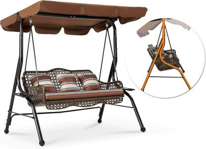 YODOLLA 3 Seater Garden Swing Chair with Adjustable Canopy