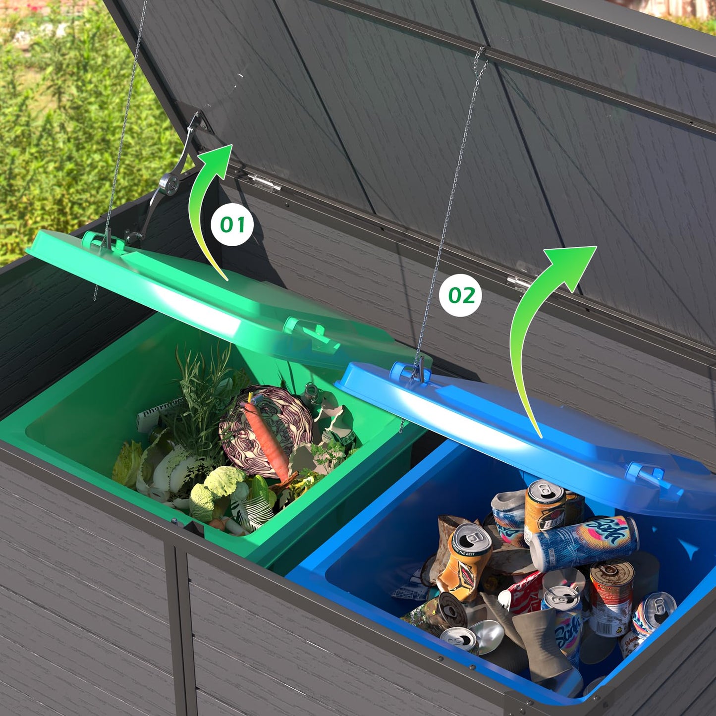 YODOLLA Garden Storage Shed, Outdoor Wheelie Bin Store (2x120L Bins)