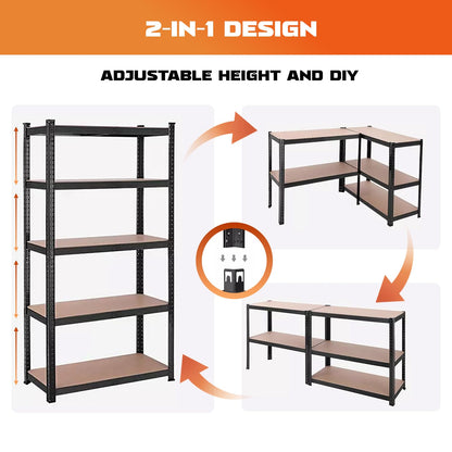 YODOLLA 5 Tier Heavy Duty Garage Shelving Unit 170cm Steel Storage Rack