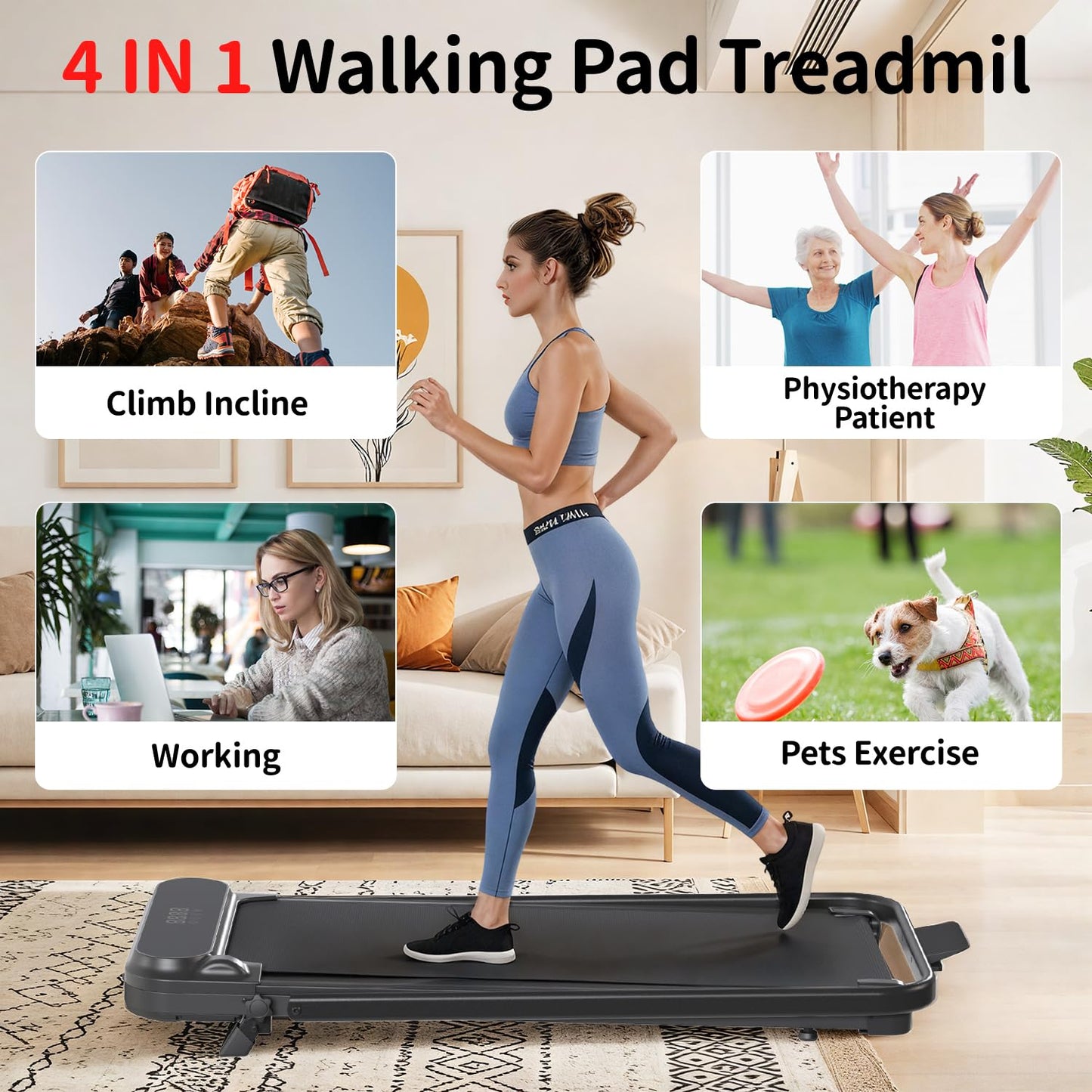 YODOLLA Walking Pad Foldable Treadmill with 8% Incline for Home & Office