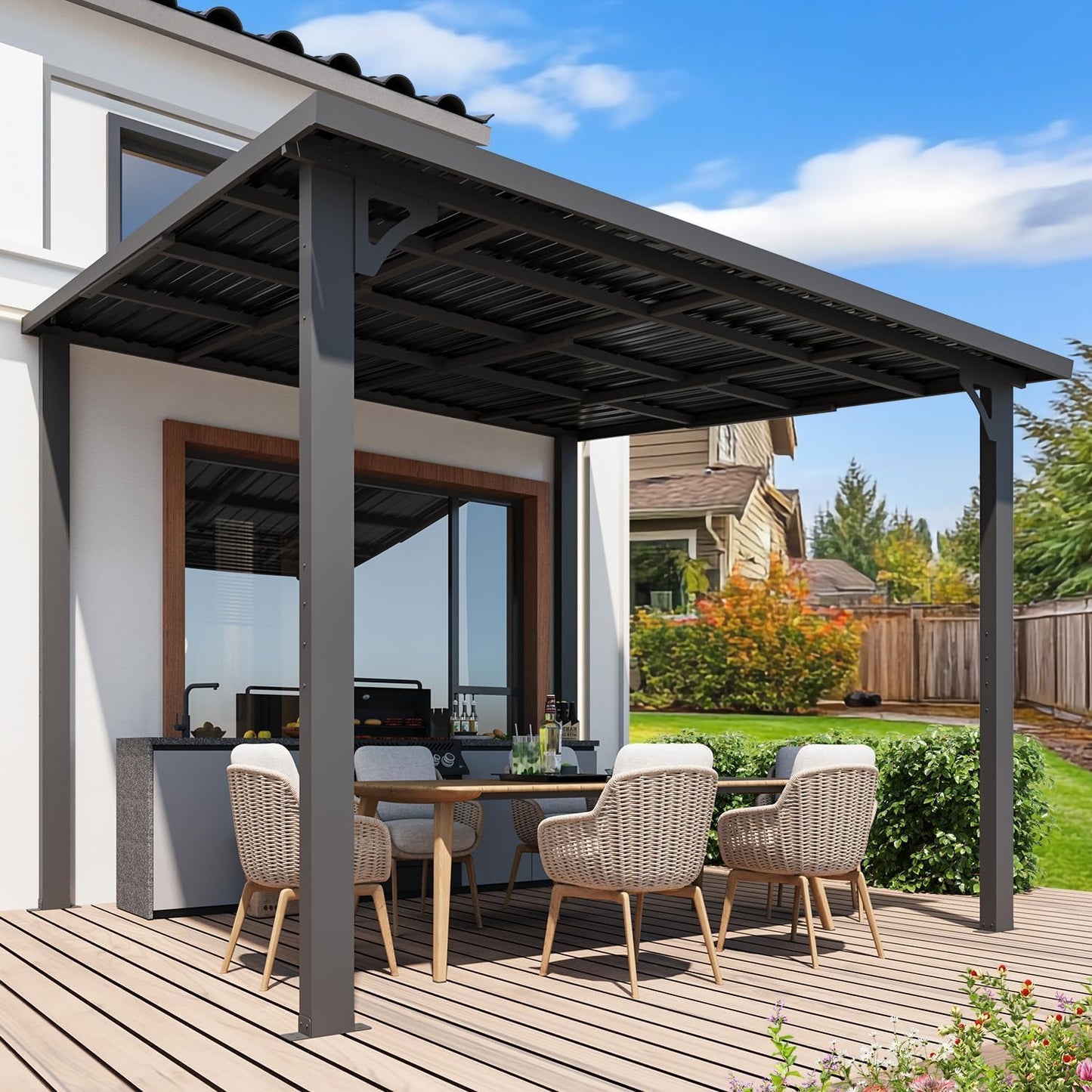 YODOLLA 3x3m Aluminium Lean-to Gazebo