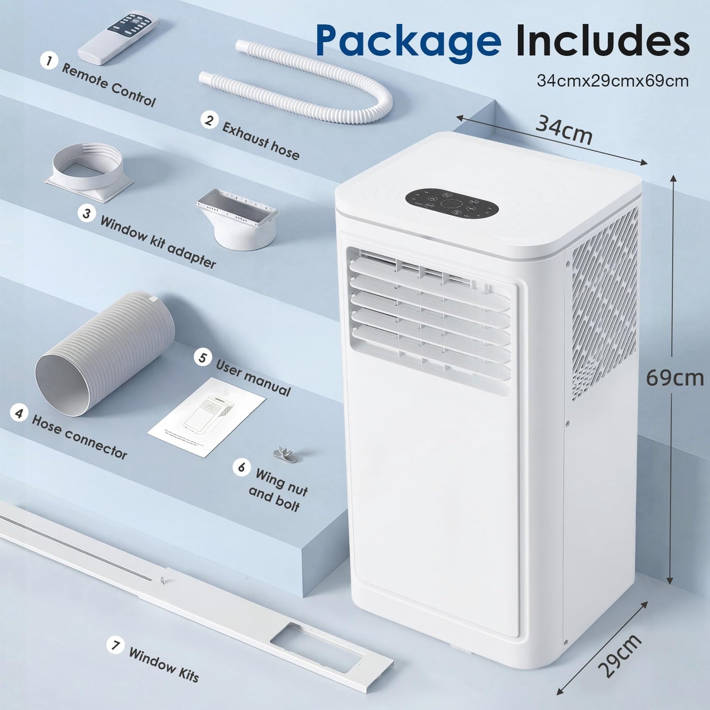 YODOLLA 9000 BTU Portable Air Conditioner, 4-in-1 Mobile Air Conditioning Unit