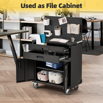 YODOLLA 132cm Heavy Duty Garage Workbench Lockable Tool Storage on Wheels