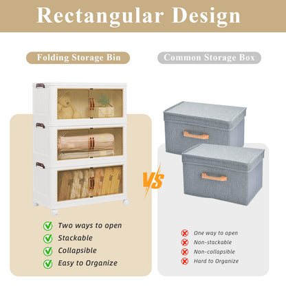 YODOLLA 189L Stackable Storage Boxes 3 Pack with Lids Wheels