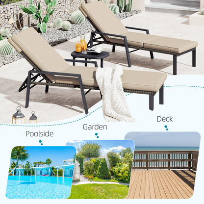 YODOLLA PE Rattan Sun Loungers , 5-level Reclining Back & Removable Cushion