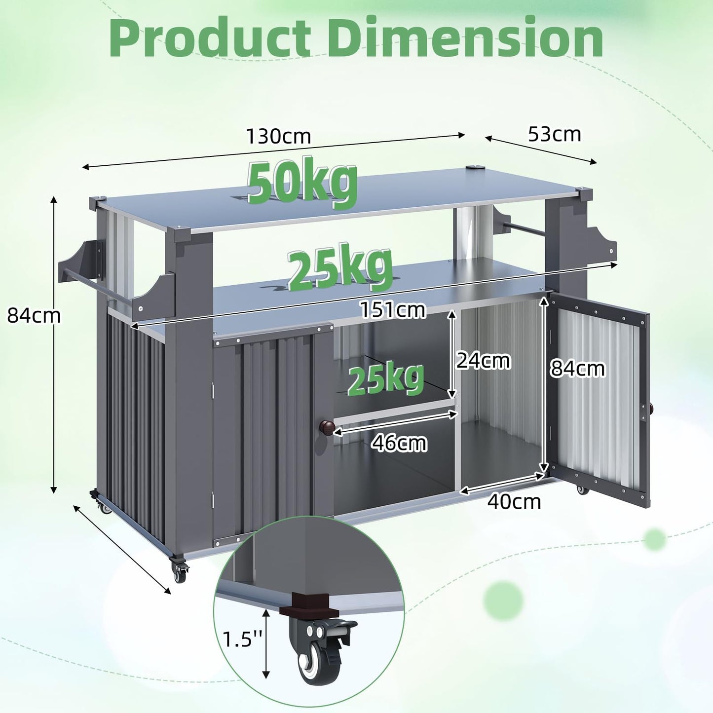 YODOLLA Rolling Outdoor Kitchen Island & Bar Cart