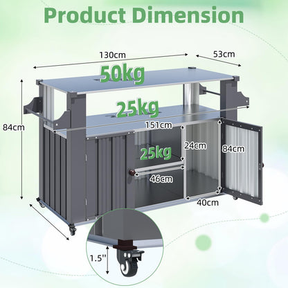 YODOLLA Rolling Outdoor Kitchen Island & Bar Cart