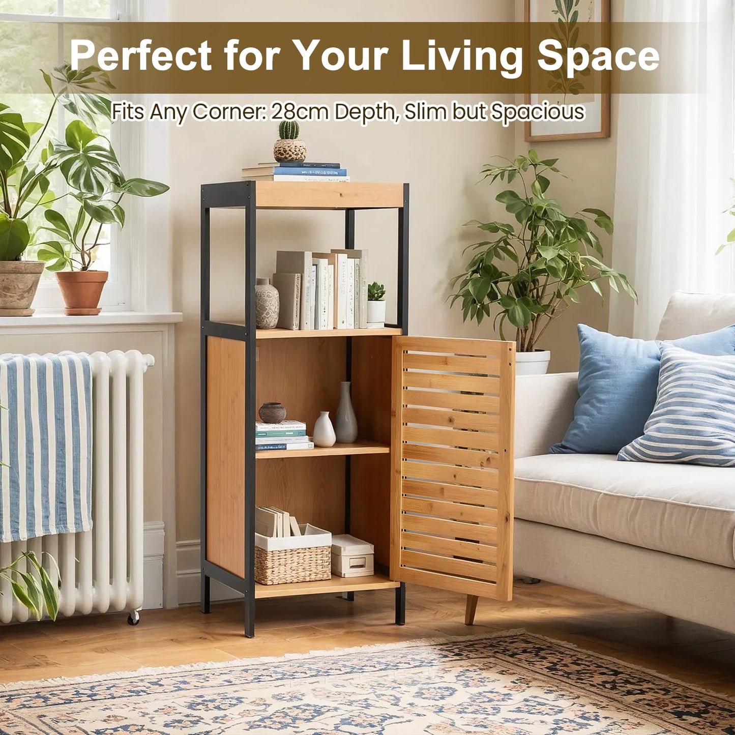 YODOLLA Bamboo Bathroom Cabinet Freestanding Storage Unit