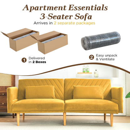 YODOLLA 2-3 SeaterSofa Bed Convertible Futon Sofa Beds, Yellow
