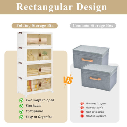 YODOLLA 252L Stackable Storage Boxes 4 Pack with Lids Wheels