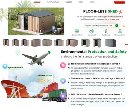 YODOLLA 6x4ft Outdoor Storage Shed Bike Tool Garden Metal Sheds, Dark Grey