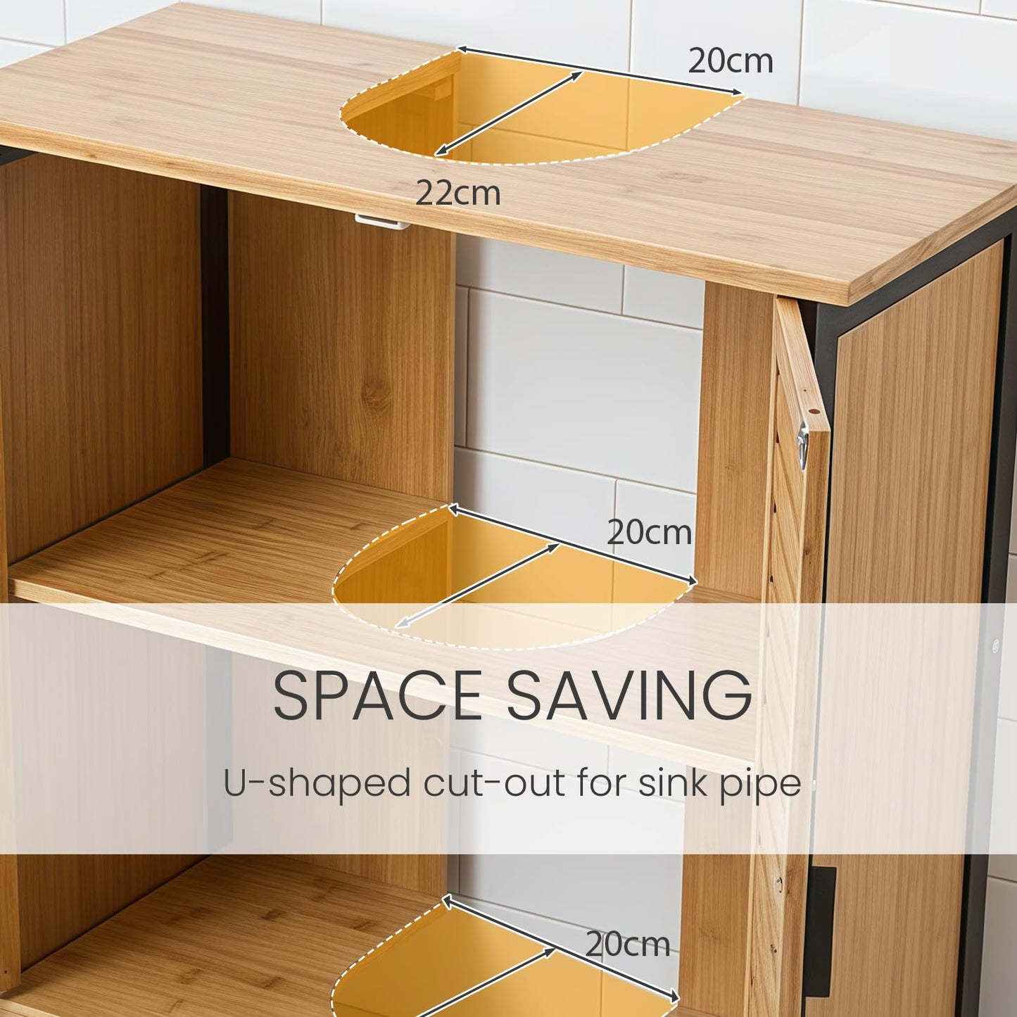 YODOLLA Bamboo Under Sink Bathroom Cabinet