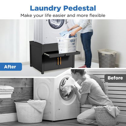 YODOLLA 74 × 74 × 58cm Laundry Pedestal, Washing Machine Stand Base with Drawer