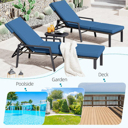 YODOLLA PE Rattan Sun Loungers , 5-level Reclining Back & Removable Cushion