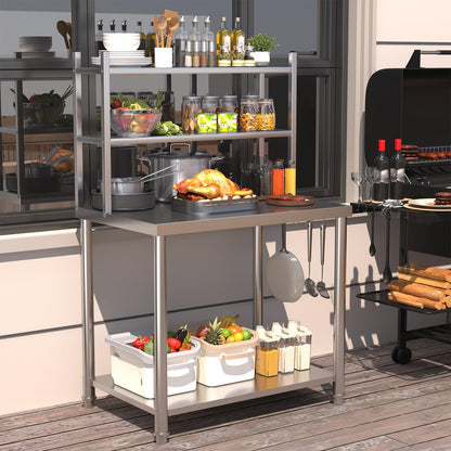 YODOLLA Stainless Steel 2-Layer Top Shelf Table 76x60x138cm Commercial Workbench