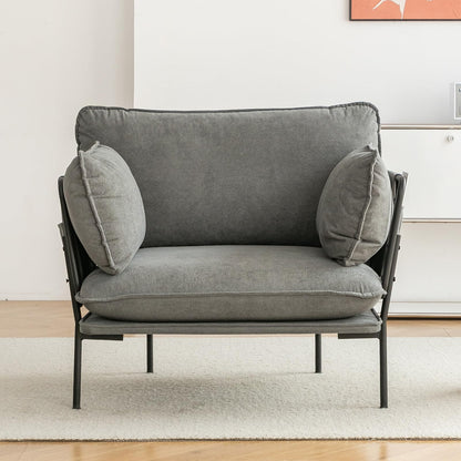 YODOLLA Modern Accent Armchair with Metal Frame, Grey