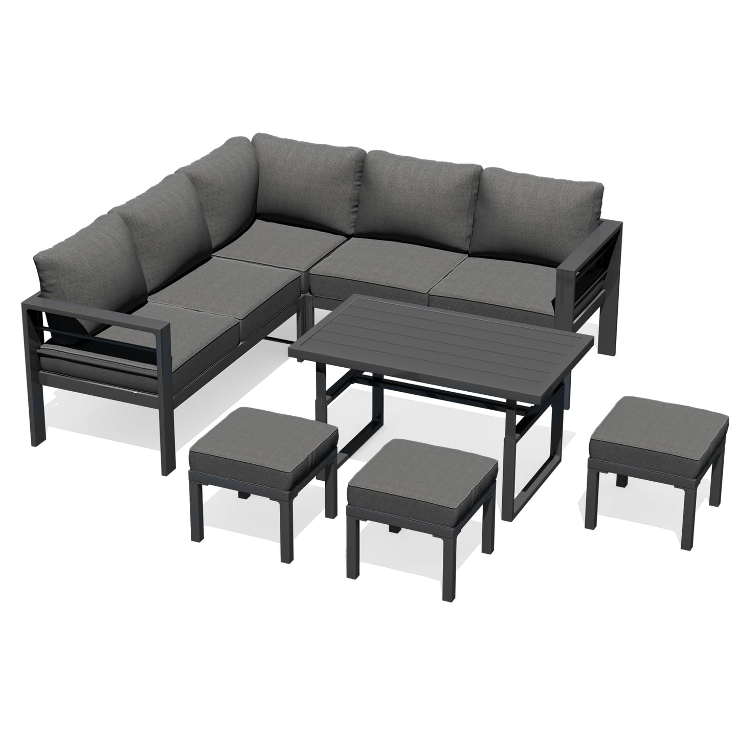 YODOLLA 7 Piece Aluminum Patio Furniture Set Outdoor Patio Conversation Set