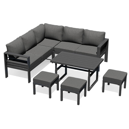 YODOLLA 7 Piece Aluminum Patio Furniture Set Outdoor Patio Conversation Set