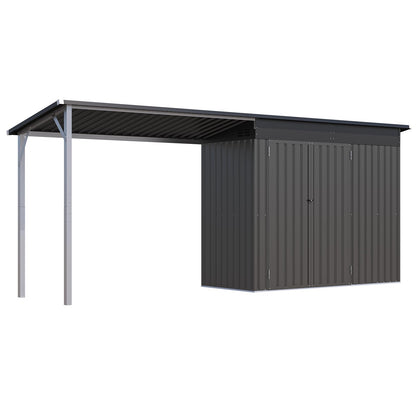 YODOLLA 6'x4' Outdoor Metal Storage Shed with 32 Sq. Ft Covered Space