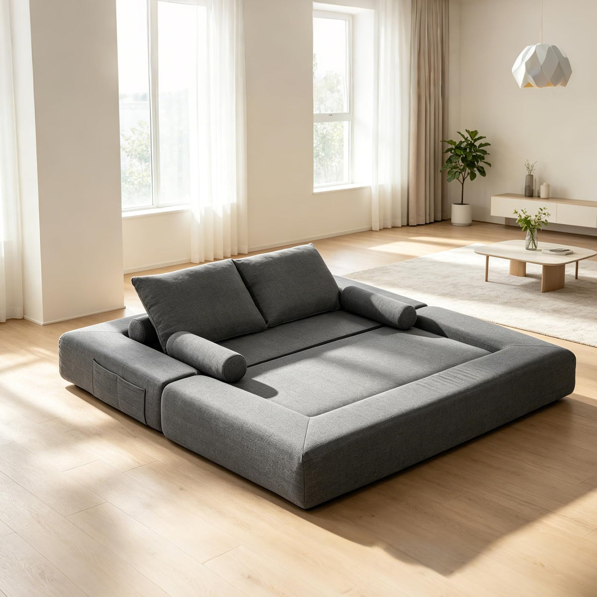YODOLLA 2 Seater Boneless Sofa Bed, 197cm Folding Convertible Modular Sofa