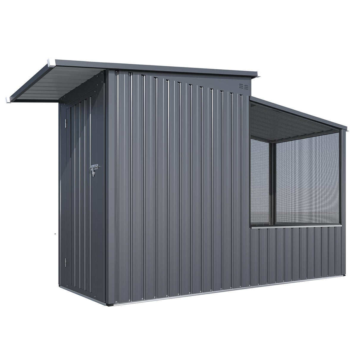 YODOLLA Outdoor Bird Aviary Cage, Steel Frame, Sloping Shed