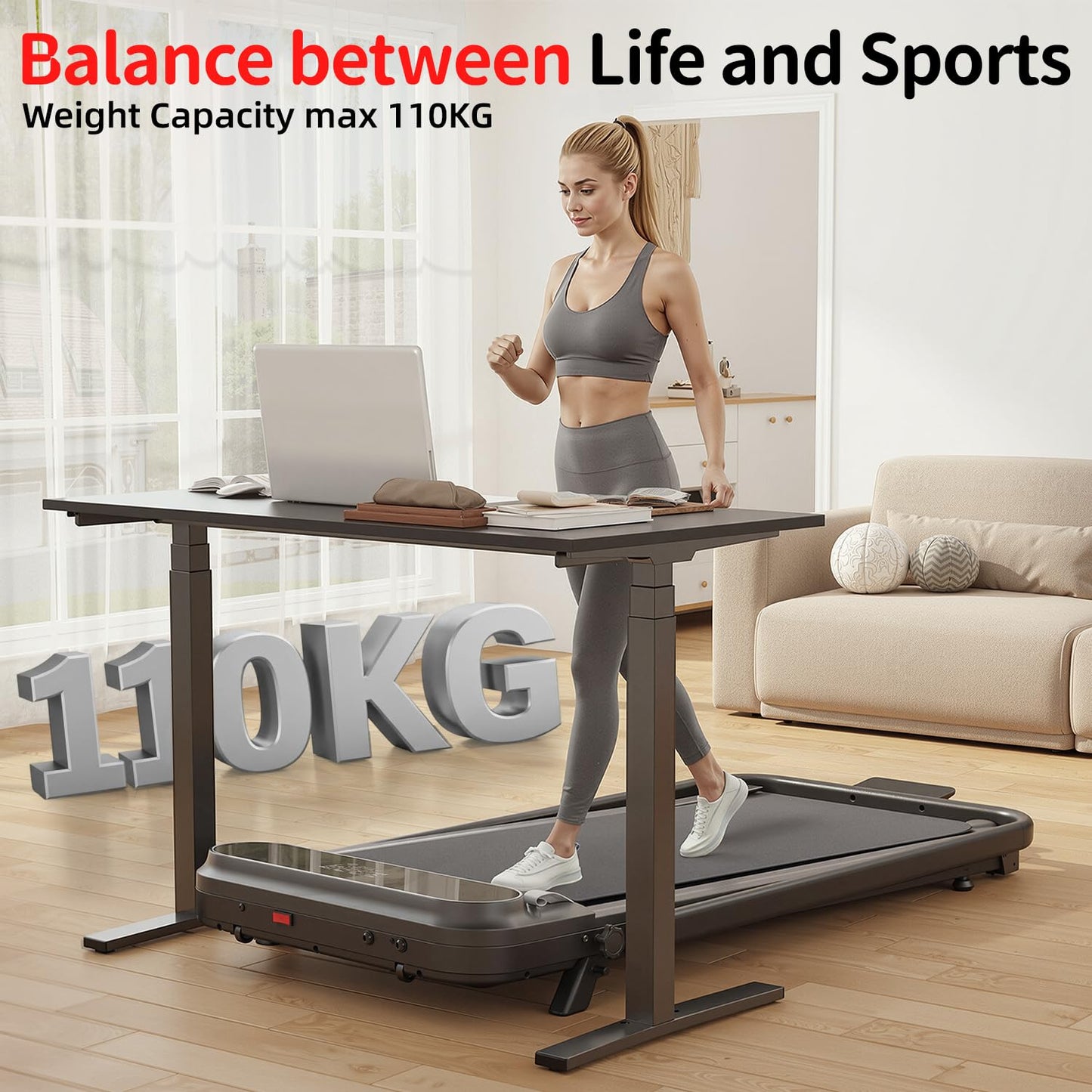 YODOLLA Walking Pad Foldable Treadmill with 8% Incline for Home & Office