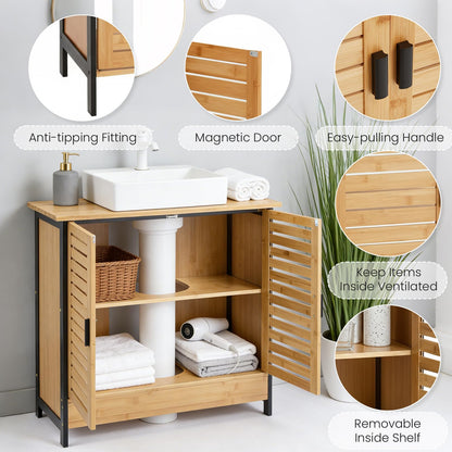 YODOLLA Bamboo Under Sink Bathroom Cabinet