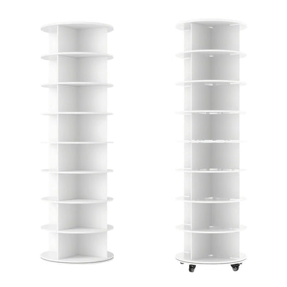 YODOLLA 8 Tier Rotating Shoe Rack Shoe Tower Organizer, White