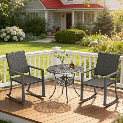 YODOLLA Outdoor Rattan Patio Chairs with Armrests and Metal Frame (1pcs)